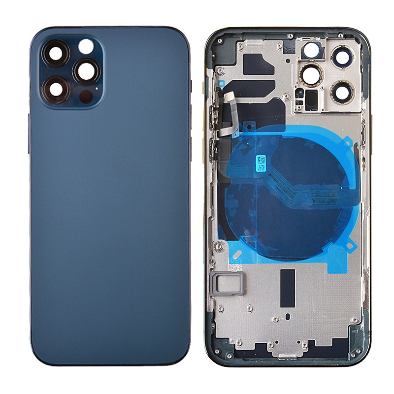 Back Housing with Small Parts Pre-installed for iPhone 12 Pro (for America Version)(No Logo) - Pacific Blue