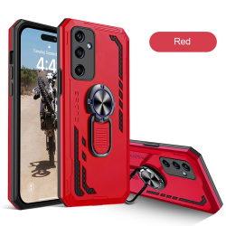  Military Grade Drop Impact for Samsung Galaxy S24 5G Case 360 Metal Rotating Ring Kickstand Holder Armor Heavy Duty Shockproof Case - Red