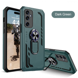  Military Grade Drop Impact for Samsung Galaxy S24 5G Case 360 Metal Rotating Ring Kickstand Holder Armor Heavy Duty Shockproof Case - Green
