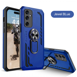  Military Grade Drop Impact for Samsung Galaxy S24 Plus 5G Case 360 Metal Rotating Ring Kickstand Holder Armor Heavy Duty Shockproof Case - Blue