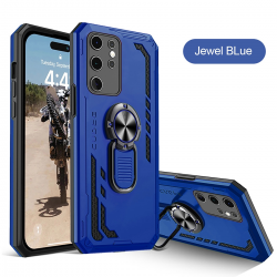 Military Grade Drop Impact for Samsung Galaxy SS23 FE Case 360 Metal Rotating Ring Kickstand Holder Armor Heavy Duty Shockproof Case - Blue
