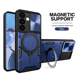   for Samsung Galaxy S23 5G Case with Ring Kickstand,Compatible with car Magnetic Mounts,Camera Protection Shockproof Anti-Scratch Anti-Slip Cover - Blue