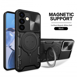   for Samsung Galaxy S23 5G Case with Ring Kickstand,Compatible with car Magnetic Mounts,Camera Protection Shockproof Anti-Scratch Anti-Slip Cover - Black