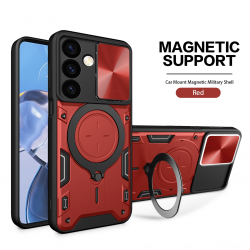  for Samsung Galaxy S23 Plus 5G Case with Ring Kickstand,Compatible with car Magnetic Mounts,Camera Protection Shockproof Anti-Scratch Anti-Slip Cover - Red