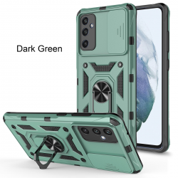  for Samsung Galaxy S23 Plus 5G Case with Camera Lens Cover HD Screen Protector, Dual Layer Military-Grade Drop Tested Magnetic Ring Holder Kickstand Protective Phone Case - Green