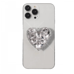  Magnet Phone Grip & Stand with Sparkly Diamond - Silver