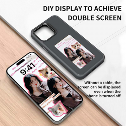  Four-color ink Screen Phone Case (DIY Pattern) for iPhone 15 Pro Max - Black