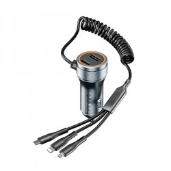  60W In-car adapter with Elastic Cable - Gray