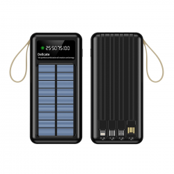  Solar Energy Power Bank with 4 Fast Charging Cables 20000mAh - Black