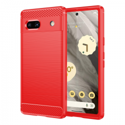  Google Pixel 7A Shockproof Case: Carbon Fiber TPU Protection - Anti Drop and Shock Absorption - Red