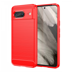  Google Pixel 8 Shockproof Case: Carbon Fiber TPU Protection - Anti Drop and Shock Absorption - Red