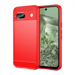  Google Pixel 8A Shockproof Case: Carbon Fiber TPU Protection - Anti Drop and Shock Absorption - Red