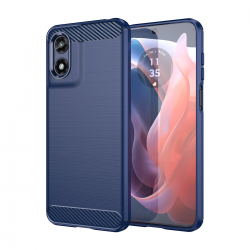  for Motorola G Play (2024) XT2413 Phone case, Shockproof, Scratch Resistant Carbon Fiber Jacket, Soft TPU - Blue