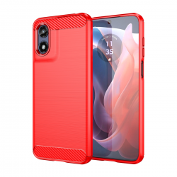 for Motorola G Play (2024) XT2413 Phone case, Shockproof, Scratch Resistant Carbon Fiber Jacket, Soft TPU - Red