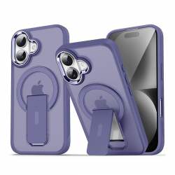  TPU and PC Case with Magnetic and Phone Stand for iPhone 16 Plus - Purple