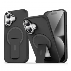  TPU and PC Case with Magnetic and Phone Stand for iPhone 16 Plus - Black