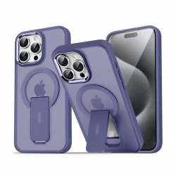  TPU and PC Case with Magnetic and Phone Stand for iPhone 15 Pro Max - Purple