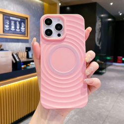  Magnetic TPU Case with Corrugated Pattern for iPhone 14 Pro - Pink