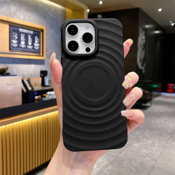  Magnetic TPU Case with Corrugated Pattern for iPhone 14 Pro - Black