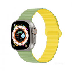  Magnetic Silicone Watch Band for Apple iWatch 38/40/41mm - Light Green and Yellow