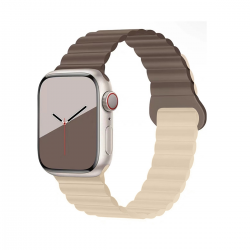  Magnetic Silicone Watch Band for Apple iWatch 38/40/41mm - Coffee and Cream