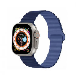  Magnetic Silicone Watch Band for Apple iWatch 42/44/45/49mm - Navy Blue and Light Blue