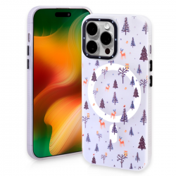  Christmas Magnetic Case for iPhone 12/ 12 Pro, Winter Forest Reindeer Pattern, Shockproof Soft Silicone Cover for Girls Women, Compatible with Magsafe