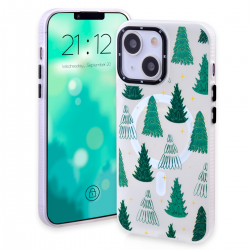  Christmas Magnetic Case for iPhone 13 / 14, Winter Tree Pattern, Shockproof Soft Silicone Cover for Girls Women, Compatible with Magsafe