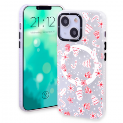  Christmas Magnetic Case for iPhone 13 / 14, Winter  Christmas Winter Gingerbread Bells  Pattern, Shockproof Soft Silicone Cover for Girls Women, Compatible with Magsafe