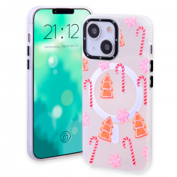  Magnetic TPU Case with Christmas Gingerbread & Candy Cane Pattern for iPhone 14 Plus/ 15 Plus