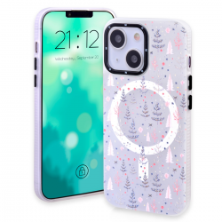  Magnetic TPU Case with Merry Christmas Nordic Forest Pattern for iPhone 15