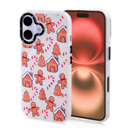  Magnetic TPU Case with Cute Merry Christmas Gingerbread Pattern for iPhone 16