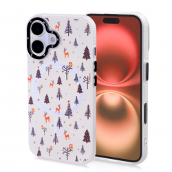  Magnetic TPU Case with Cute Forest Reindeer Merry Christmas Pattern for iPhone 16