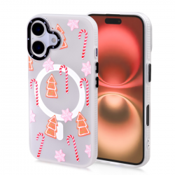  Magnetic TPU Case with Christmas Gingerbread & Candy Cane Pattern for iPhone 16