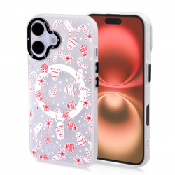  Magnetic TPU Case with Christmas Winter Gingerbread Bells Pattern for iPhone 16