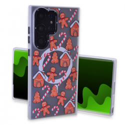  Magnetic TPU Case with Cute Merry Christmas Gingerbread Pattern for Samsung Galaxy S24 Ultra