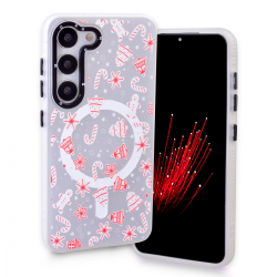 Magnetic TPU Christmas Phone Case with Gingerbread Pattern for Samsung Galaxy S24 Plus / S25 Plus - White