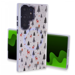  Magnetic TPU Case with Cute Forest Reindeer Merry Christmas Pattern for Samsung Galaxy S25 Ultra