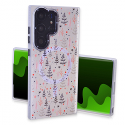  Magnetic TPU Case with Cute Forest Reindeer Merry Christmas Pattern for Samsung Galaxy S25 Ultra