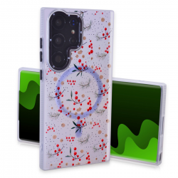  Magnetic TPU Case with Winter Berries Pattern for Samsung Galaxy S25 Ultra