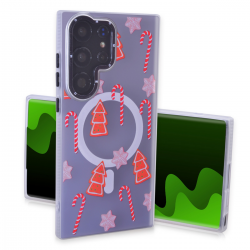  Magnetic TPU Case with Christmas Gingerbread & Candy Cane Pattern for Samsung Galaxy S25 Ultra