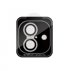  Silver Glitter Camera Lens Protector, iPhone 16 Camera Glass, Stylish Camera Shield