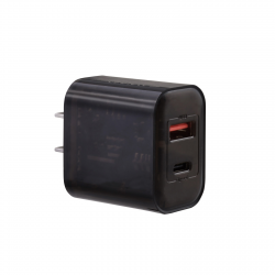  45W 2-Port USB-C & USB-A Fast Charger - Transparent Black