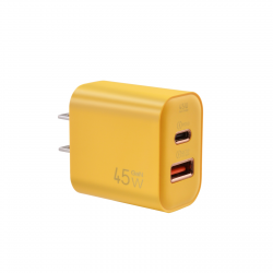  45W 2-Port USB-C & USB-A Fast Charger - Yellow