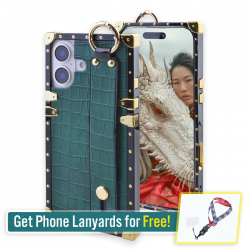  Compatible with iPhone 16 Case Luxury Designer for Women Girls,Rectangle Crocodile Leather with Wristband Strap Kickstand Holder Protective Phone Cover for iPhone 16-6.1 inch (Green)