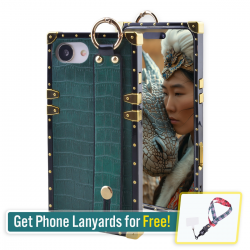  Compatible with iPhone 16e Case Luxury Designer for Women Girls,Rectangle Crocodile Leather with Wristband Strap Kickstand Holder Protective Phone Cover for iPhone 16-6.1 inch (Green)