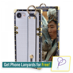  Compatible with iPhone 16e Case Luxury Designer for Women Girls,Rectangle Crocodile Leather with Wristband Strap Kickstand Holder Protective Phone Cover for iPhone 16-6.1 inch (White)