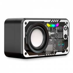  Bluetooth Speaker with RGB Lighting, 5W Small Wireless Speaker, Clear Sound Quality - Gift Choice for Men/Women/Teens - Support TWS/TF Card, Portable and Transparent Design - Black