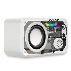  Bluetooth Speaker with RGB Lighting, 5W Small Wireless Speaker, Clear Sound Quality - Gift Choice for Men/Women/Teens - Support TWS/TF Card, Portable and Transparent Design - White
