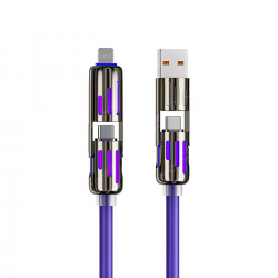 6ft 4-in-1 USB C Cable,240w Multi Charger Cable, PD 5A Multi Fast Charging & Data Sync Silicone Device Charging -  Purple